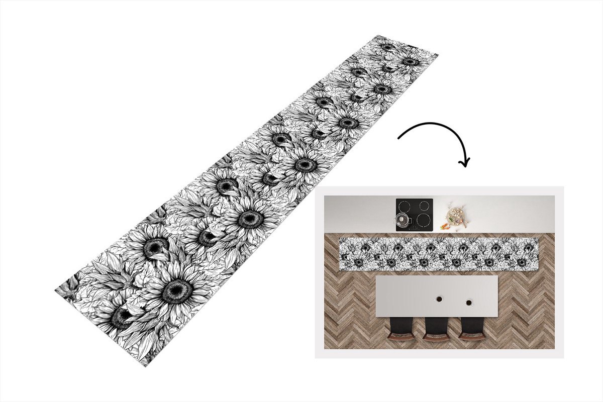 KitchenYeah Keukenloper - Keukenmat - Bloemen - Zonnebloem - Patroon - Keuken vloerkleed Multicolor
