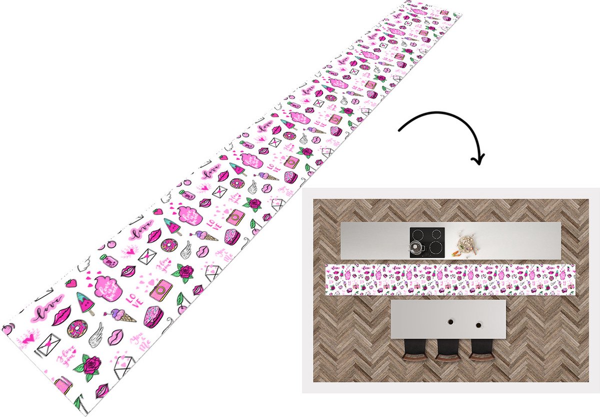 KitchenYeah Keukenloper - Keukenmat - Meiden - Liefde - IJs - Patronen - Keuken vloerkleed multicolor, foto 3