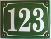 Emaille Huisnummerbordje - Groen - 17x13 cm - Groot Emaillebordje - Nummers 1 t/m 999