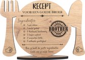 Recept broer - houten wenskaart - kaart van hout om je broer te bedanken - bro - gepersonaliseerd - 17.5 x 25 cm