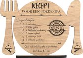 Recept opa - houten wenskaart - kaart van hout om grootvader te bedanken - Vaderdag - gepersonaliseerd - 17.5 x 25 cm