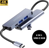 UniRay - 4 in 1 - USB-C Hub met HDMI 4K, Thunderbolt 3 - USB 3.0, USB-C, - Docking Station - Geschikt voor Apple Macbook Pro / Air / iMac / Mac Mini / Google Chromebook / Windows / HP / ASUS 