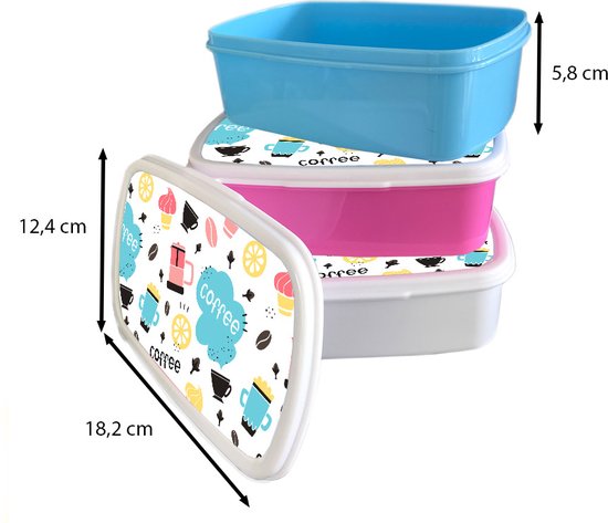 Boîte à Pain Blauw - Boîte à Lunch - Boîte à Pain - Motifs - Grains de café - Café - Glace - 18x12x6 cm - Enfants - Garçon
