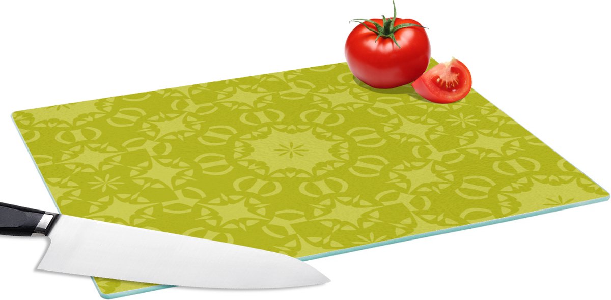 Glazen Snijplank - 39x28 - Kompas - Groen - Patronen - Snijplanken Glas