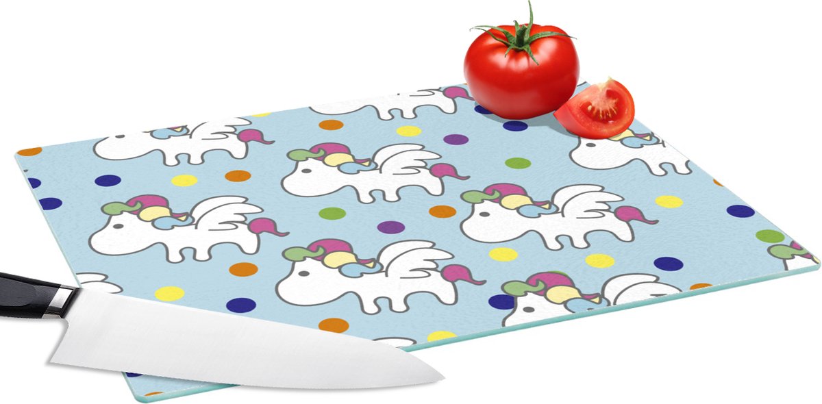 Glazen Snijplank - 39x28 - Unicorn - Patronen - Kind - Snijplanken Glas