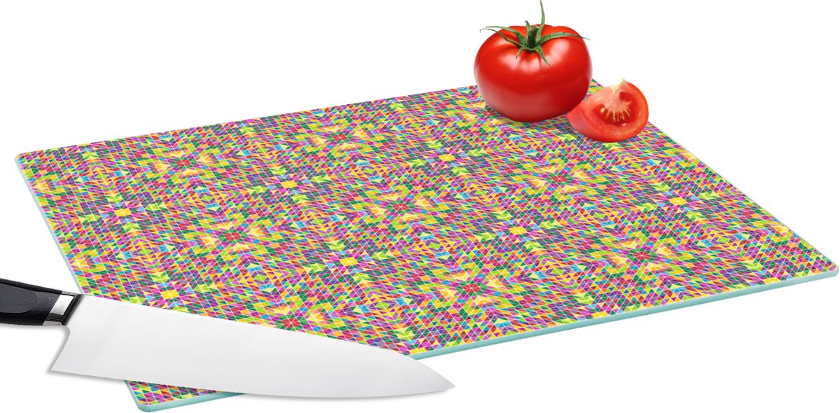 Glazen Snijplank - 39x28 - Caleidoscoop - Patronen - Regenboog - Snijplanken Glas