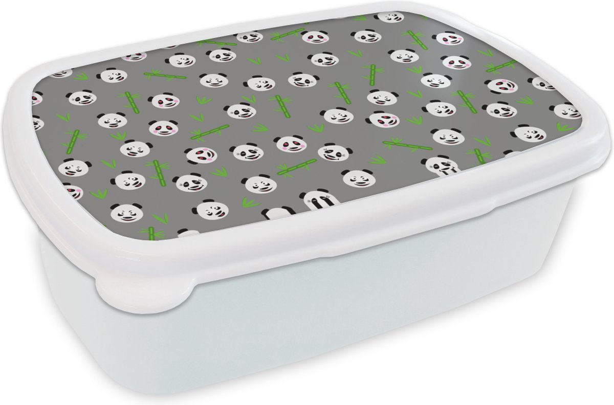 Broodtrommel Wit - Lunchbox - Brooddoos - Panda - Bamboe - Design - 18x12x6 cm - Volwassenen