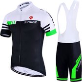 X-Tiger™ Wielren Set Korte Mouwen - Wit/Groen - Fietsen - Wielrennen - Sportkleding