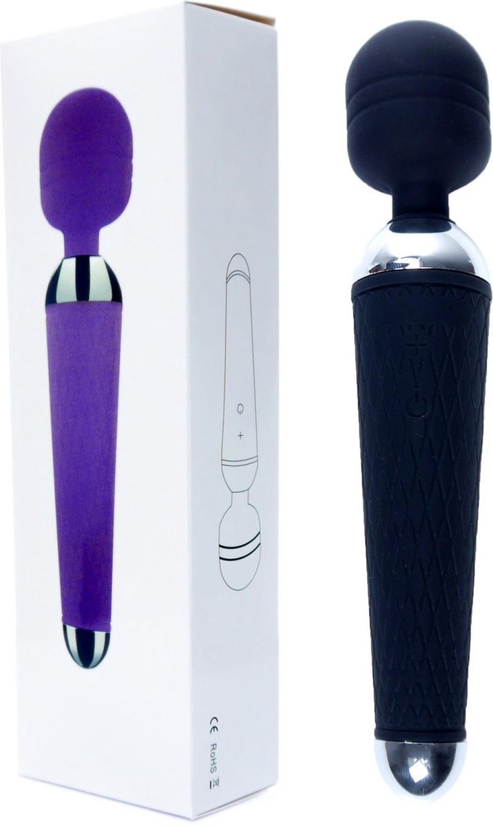 Goedkoopste Bossoftoys - 22-00037 - Power Wand massager - Silicone Massager Zwart USB - 16 Functies - USB oplaadbaar - De klassieke wand in een nieuw stijlvol jasje