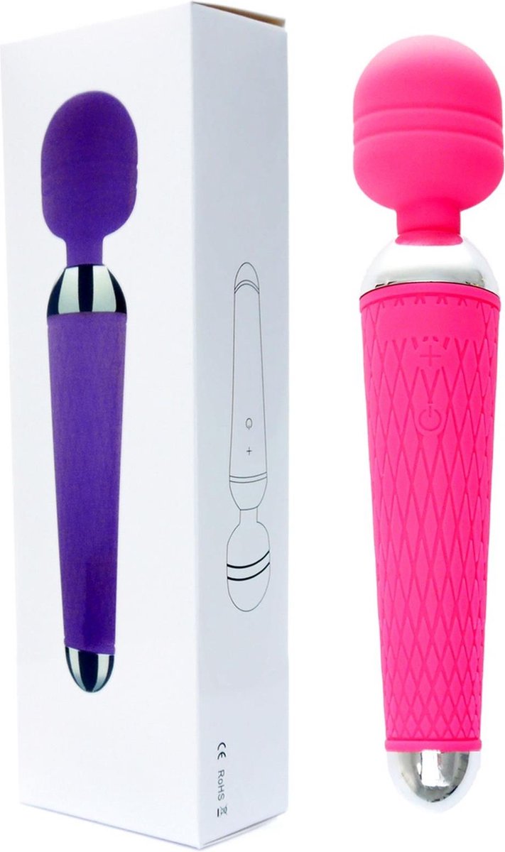 Goedkoopste Bossoftoys - 22-00036 - Power Wand stimulator - Silicone Massager Roze USB - 16 Functies - USB oplaadbaar