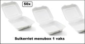 50x Suikerriet menubox 1 vaks wit - next generation maaltijd bezorging eten food bak vakken maaltijdbox menu afhaal