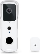 Draadloos WIFI Home-Locking buiten videofoon 2.0MP met 2 oplaadbare batterijen en een binnen ontvanger en kan werken met Amazon Alexa en Google Assistance T-2051BB.