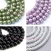 Parels 4mm, Glas – Wit, Groen, Zwart en Taupe – Mix van ongeveer 840 kralen – Glasparels – 4mm kralen – Zelf sieraden maken voor kinderen en volwassenen – DIY
