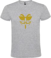 Grijs T shirt met print van " Vendetta " print Goud size XS