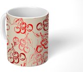 Mok - Koffiemok - Vintage - Fruit - Patroon - Kersen - Mokken - 350 ML - Beker - Koffiemokken - Theemok