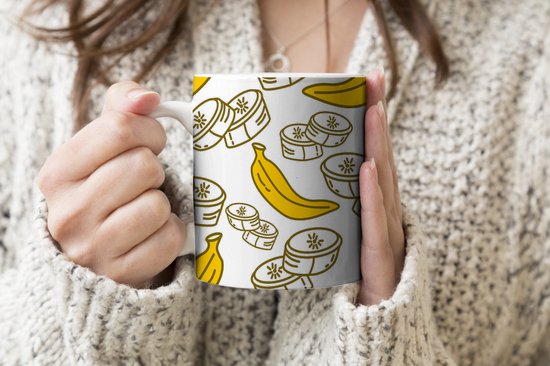 Tasse - Tasse à café - Banane - Motifs - Fruits - Tasses - 350 ML - Tasse - Tasses à café - Tasse à thé - Décoration Sinterklaas - Cadeaux pour enfants - Chaussures cadeaux Sinterklaas