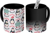 Magische Mok - Foto op Warmte Mokken - Koffiemok - Patronen - Kerst - Pinguïn - Magic Mok - Beker - 350 ML - Theemok