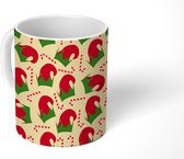 Mok - Koffiemok - Patronen - Kerst - Zuurstok - Muts - Mokken - 350 ML - Beker - Koffiemokken - Theemok