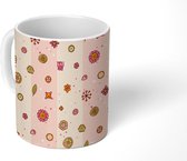 Mok - Koffiemok - Bloemen - Patronen - Roze - Pastel - Mokken - 350 ML - Beker - Koffiemokken - Theemok