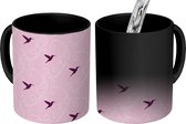 Magische Mok - Foto op Warmte Mokken - Koffiemok - Vogel - Patronen - Roze - Magic Mok - Beker - 350 ML - Theemok