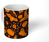 Mok - Koffiemok - Halloween - Oranje - Patronen - Mokken - 350 ML - Beker - Koffiemokken - Theemok