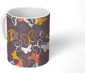 Mok - Koffiemok - Vlinders - Patronen - Vliegen - Mokken - 350 ML - Beker - Koffiemokken - Theemok
