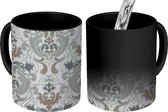 Magische Mok - Foto op Warmte Mokken - Koffiemok - Grijs - Vintage - Patroon - Luxe - Magic Mok - Beker - 350 ML - Theemok