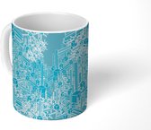 Mok - Koffiemok - Blueprint - Geometrie - Patronen - Mokken - 350 ML - Beker - Koffiemokken - Theemok