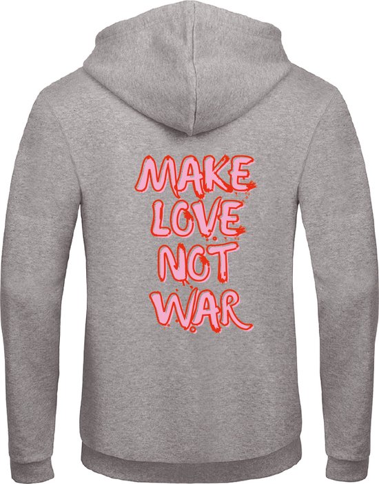 Hoodie grijs XXL - Make love not war - soBAD. | Hoodie unisex | Hoodie dames | Hoodie Heren | Sweater