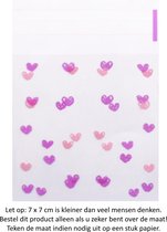 50x Transparante Uitdeelzakjes Hartjes Design 7 x 7 cm met plakstrip - Cellofaan Plastic Traktatie Kado Zakjes - Snoepzakjes - Koekzakjes - Koekje - Cookie Bags Hearts