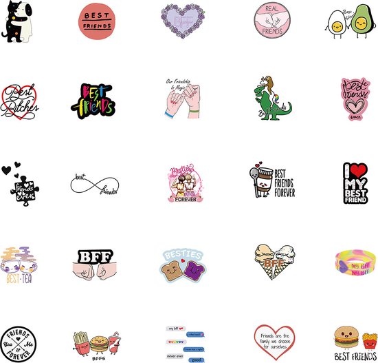BFF Best Friends Stickers 50 stickers voor laptop ipad telefoon schrift muur etc. Meisjes vriendinnen