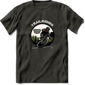 Trailriding T-Shirt | Mountainbike Fiets Kleding | Dames / Heren / Unisex MTB shirt | Grappig Verjaardag Cadeau | Maat 3XL