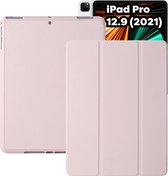iPad Pro 12.9 Hoes - iPad Pro 12.9 Hoesje 2021 met Apple Pencil Vakje - Roze - Case geschikt voor Apple iPad Pro 12.9 3e generatie
