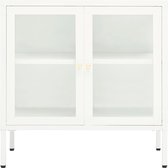 Dressoir 70x35x70 cm staal en glas wit