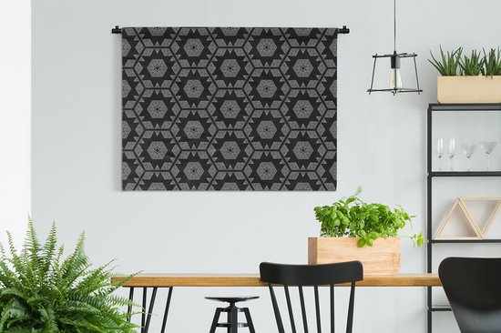 Wandkleed - Wanddoek - Kerstster - Geometrie - Winter - Patronen - 150x112 cm - Wandtapijt