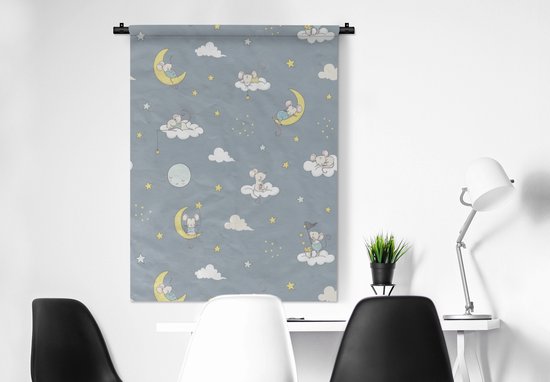 Tapisserie - Tapisserie - Souris - Lune - Motifs - 90x120 cm - Tapisserie
