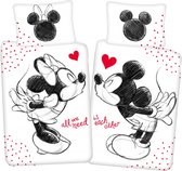 KD® - Disney Minnie en Mickey, All We Need Is Each Other - Dekbedovertrek - Eenpersoons - 140 x 200 cm - Katoen