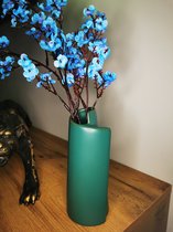 Vaas - Turquoise - Klein - Lang - Bloemen - Droogbloemen / Veren - Uniek
