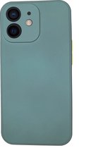 Apple iphone 12 Hoesje Back Cover met camera bescherming Donker Groen 1x Gratis Glass Screenprotecto