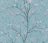 CHINESE STIJL BLOEMEN BEHANG | Botanisch - groen roze zwart - A.S. Création Metropolitan Stories 2