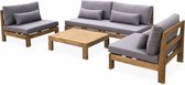 Alice's Garden Loungeset BAHIA - XXL 5 tot 7 plaatsen - Geborsteld hout - Comfortabel - Antraciet