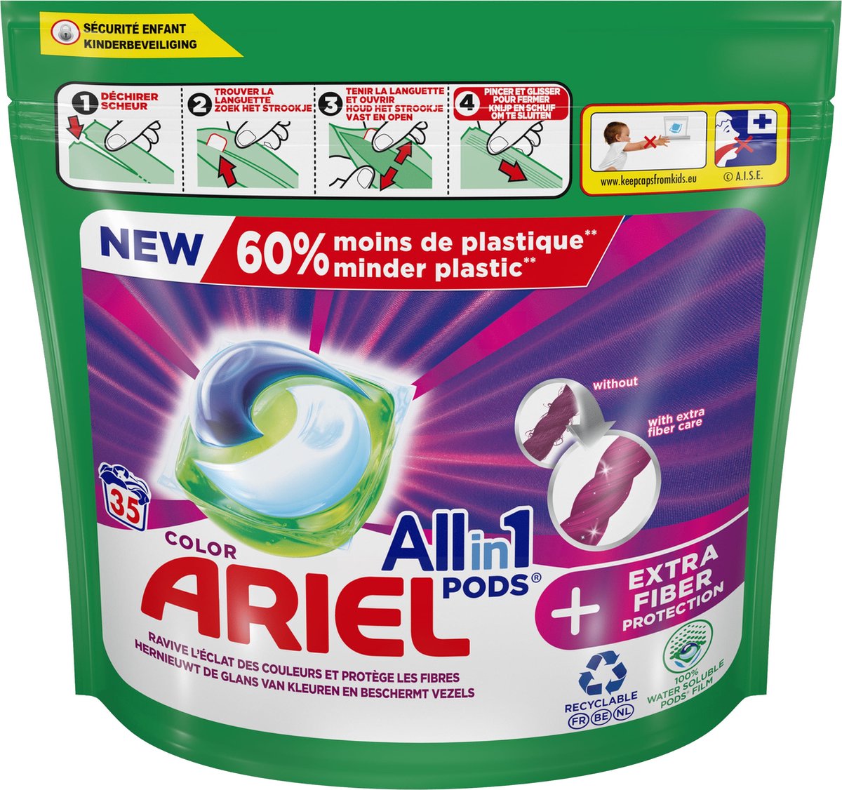 Ariel All-in-1 PODS - Capsules de détergent - + Protection Extra des fibres  - Pack