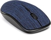 Omega wireless muis met blauwe stoffen bekleding, 2.4 GHz receiver, 1000/1200/1600DPI instelbaar