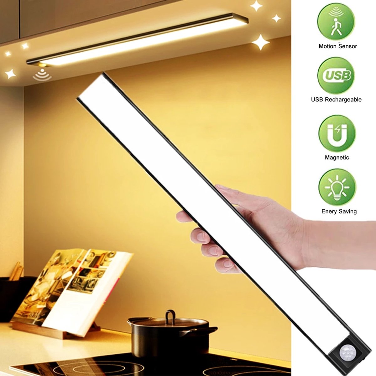 LED lamp met bewegingssensor - 50CM - Wit licht - USB Oplaadbaar - Kastlamp - Keukenlamp