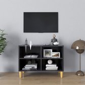 Tv-meubel met massief houten poten 69,5x30x50 cm grijs