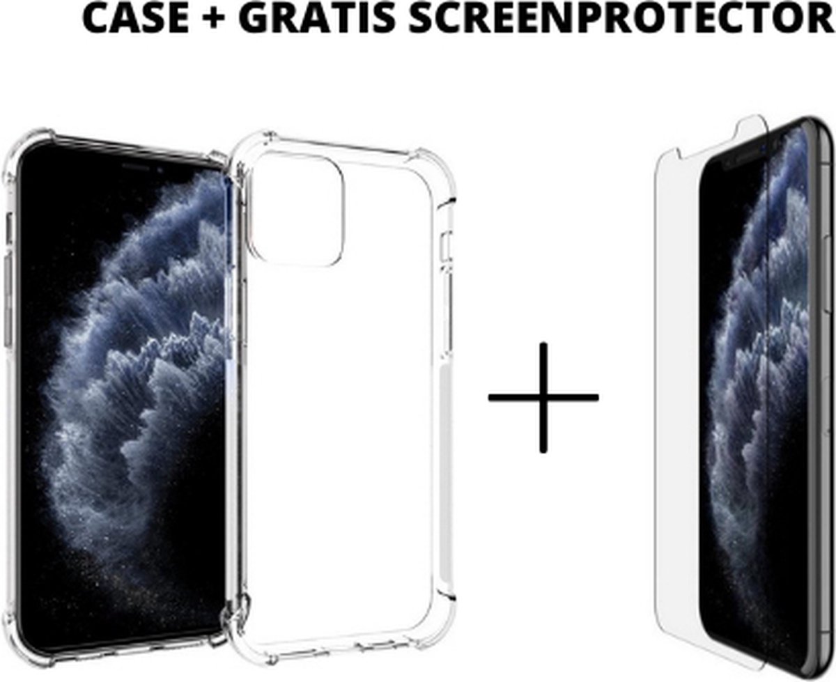 RNZV - iphone 12 PRO - TPU Anti Shock Back Cover Case voor Apple iPhone + GRATIS SCREENPROTECTOR