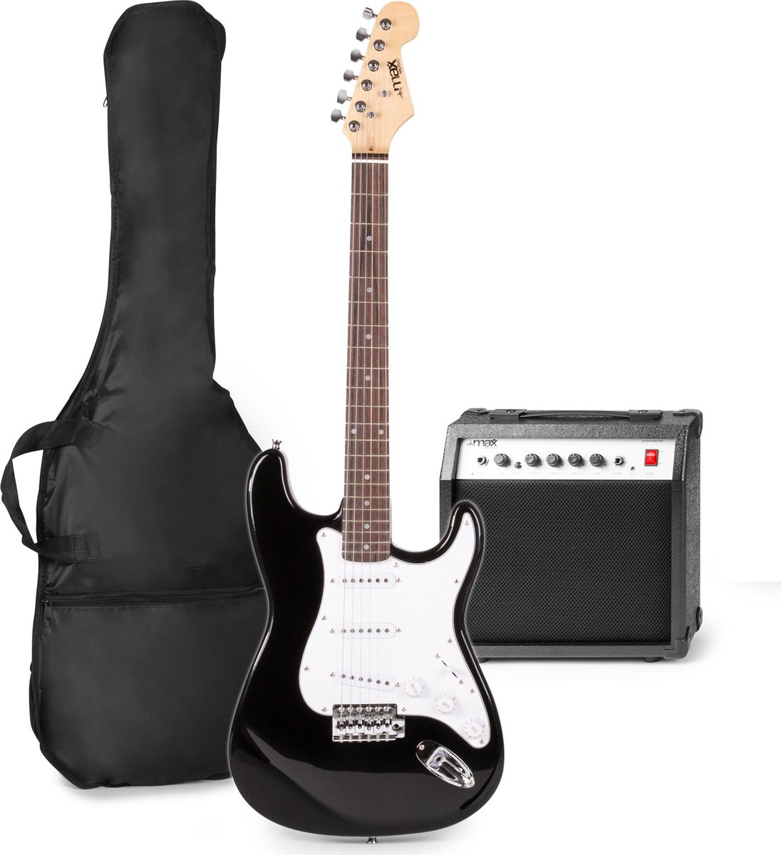 Elektrische gitaar met gitaar versterker - MAX Gigkit - Perfect voor beginners - incl. gitaar stemapparaat, gitaartas en plectrum - Zwart