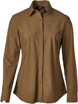 Dames blouse lange mouwen travelstof met klassieke kraag - legergroen | Maat XL(Valt als L)