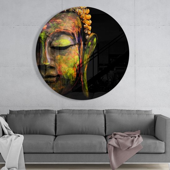 Peinture sur Glas | Rond | Cercle mural | Bouddha | 60 cm | 4 mm