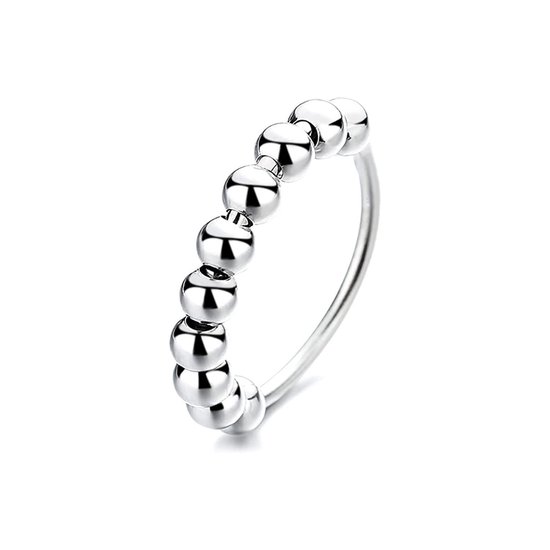Anneau d'anxiété - Ring de stress - Ring Fidget - Ring d'anxiété pour doigt - Ring pivotant pour femme - Ring Ring Ring - Argent 925 - (19,00 mm / taille 60)